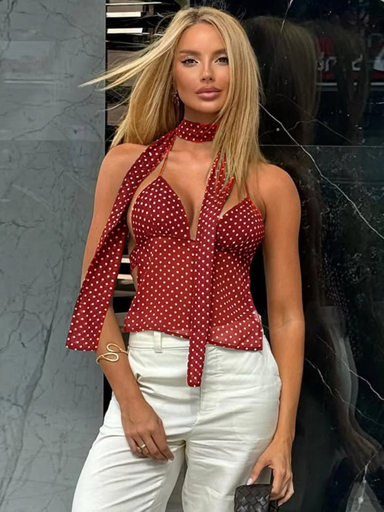 Marline Polka Dot Backless Cami Top