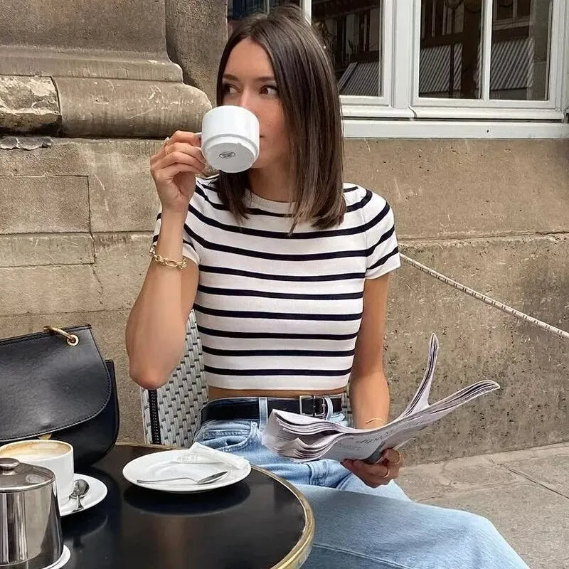 Karly Striped Knit Crop Top