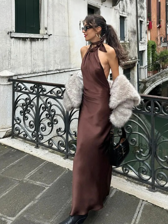 Holly Satin Halter Neck Dress Bella Chix Co Holly Satin Halter Neck Dress Bella Chix Co
