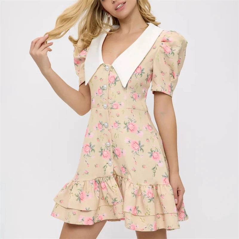 Gweny Puff Sleeves Floral Mini Dress