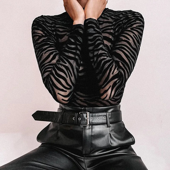 See Through You Stripe Bodysuit