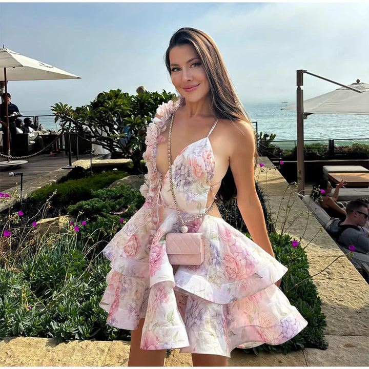 Blossom Floral V Neck Mini Dress