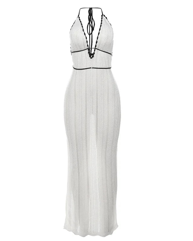 Seona Lace Up Halter Dress