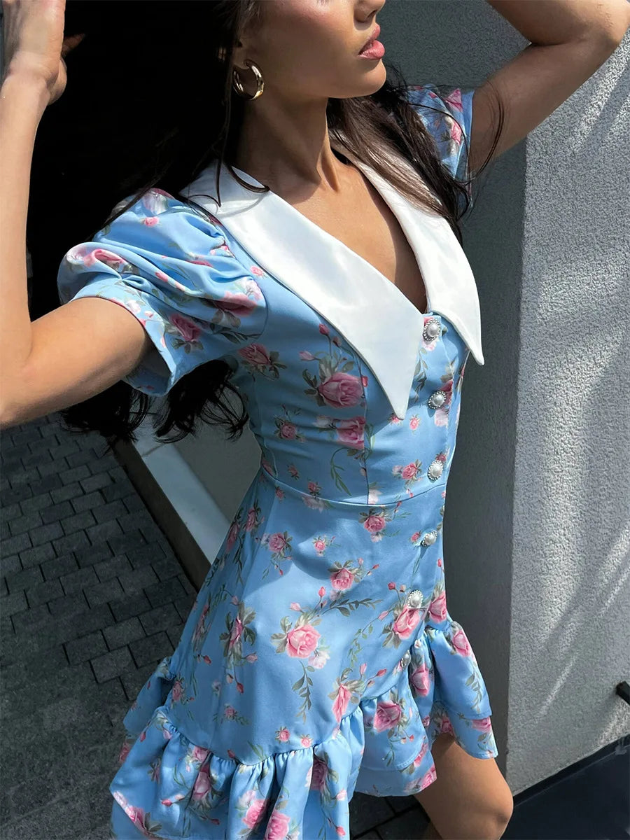 Gweny Puff Sleeves Floral Mini Dress