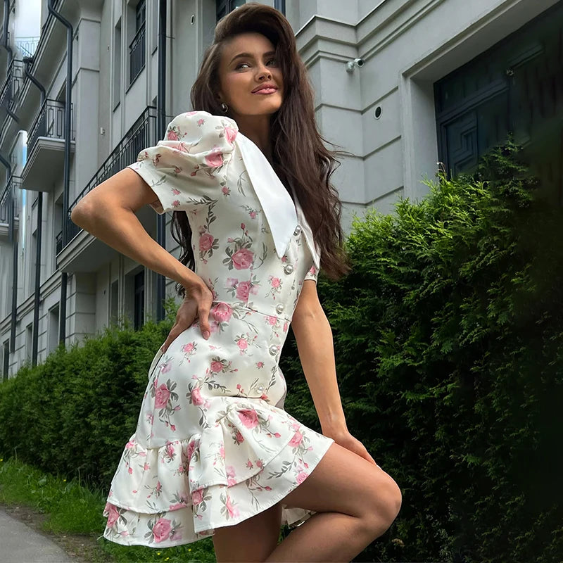 Gweny Puff Sleeves Floral Mini Dress