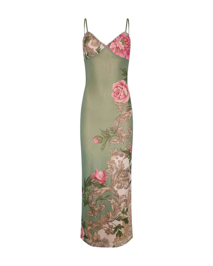 Floretta V Neck Spaghetti Dress