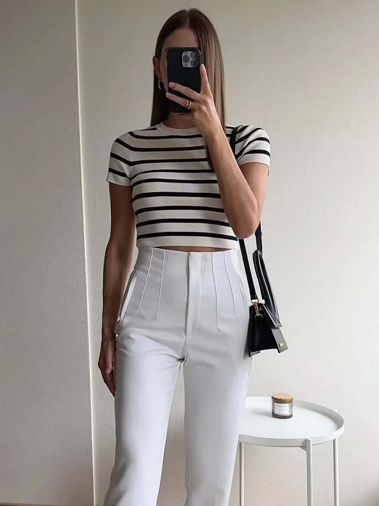 Karly Striped Knit Crop Top