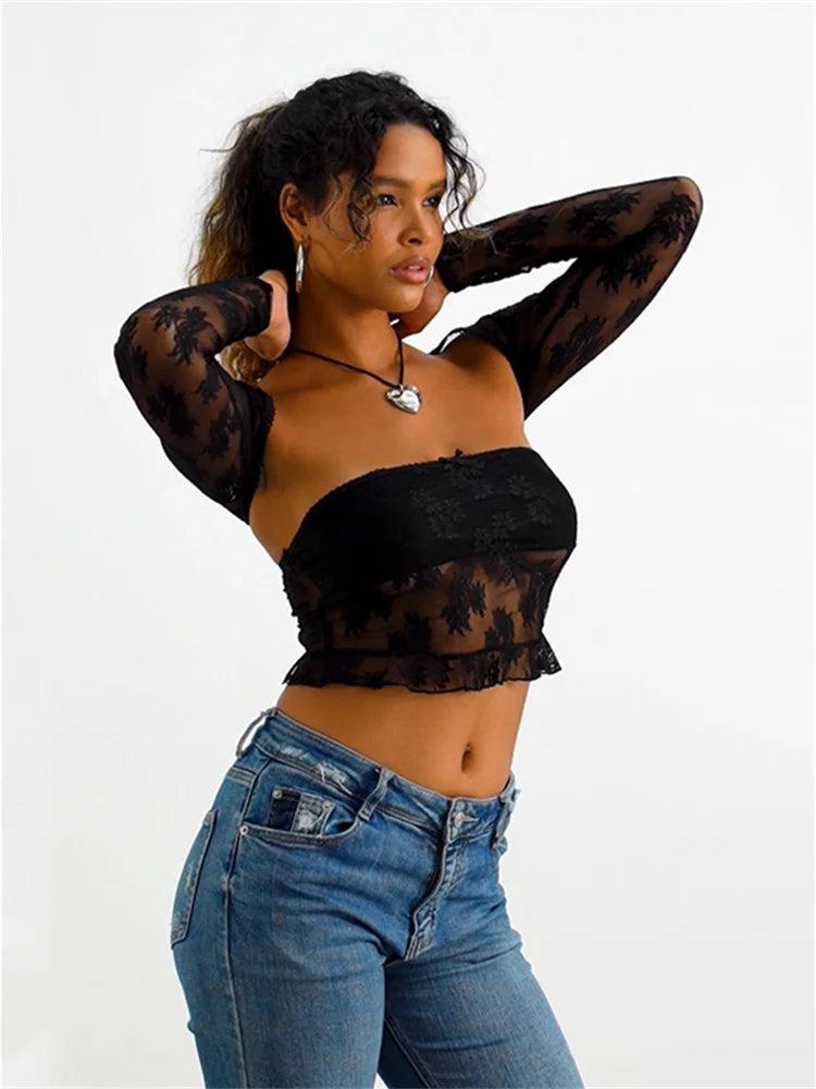 Meshed Petals Lace Top