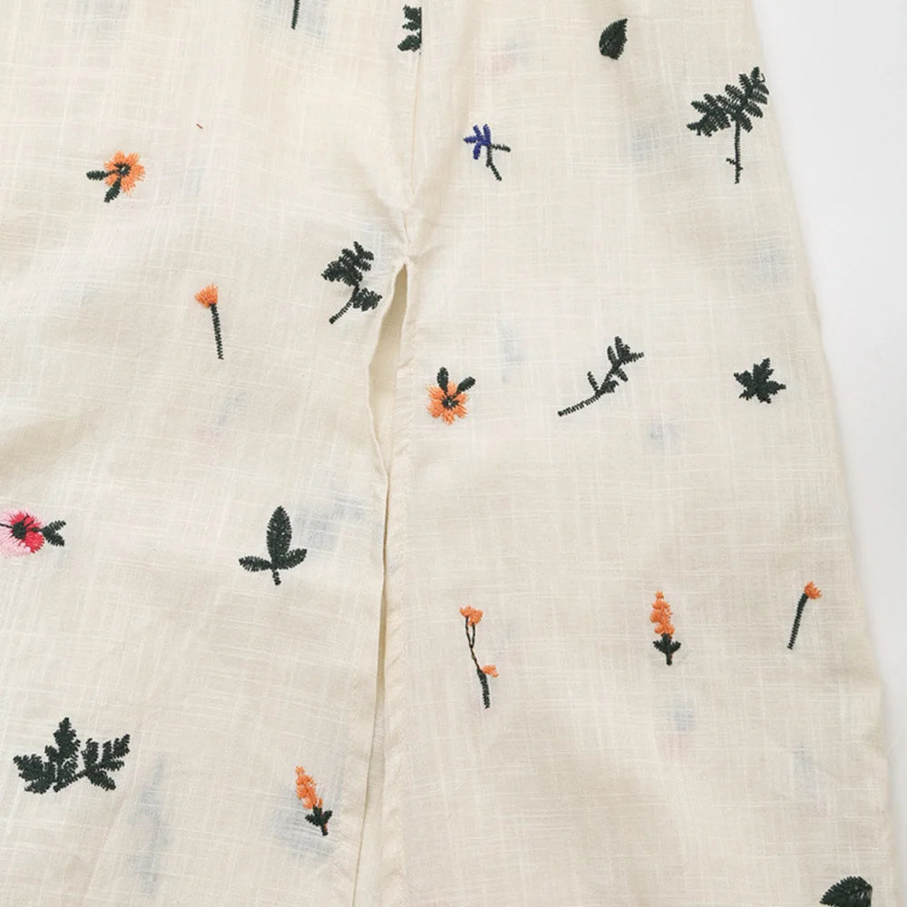 Tropical Backless Embroidered Dress