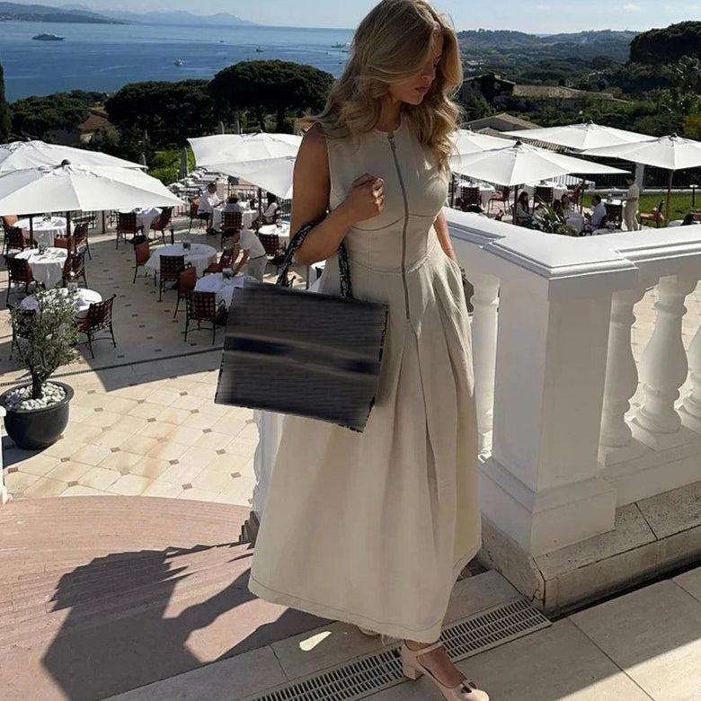 Ed Sara Pleated Long Dress