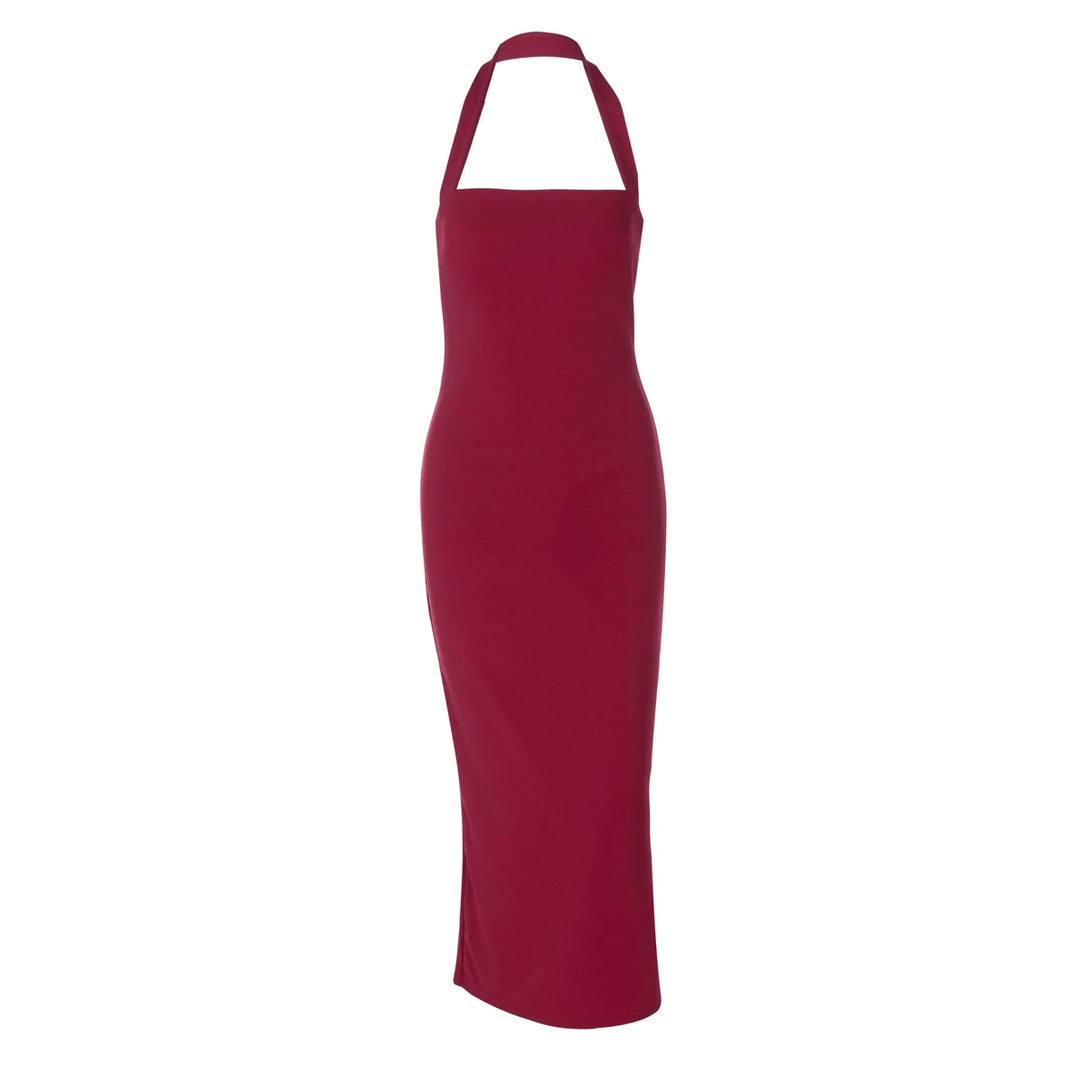 Tahiti Halter Neck Bodycon Maxi Dress