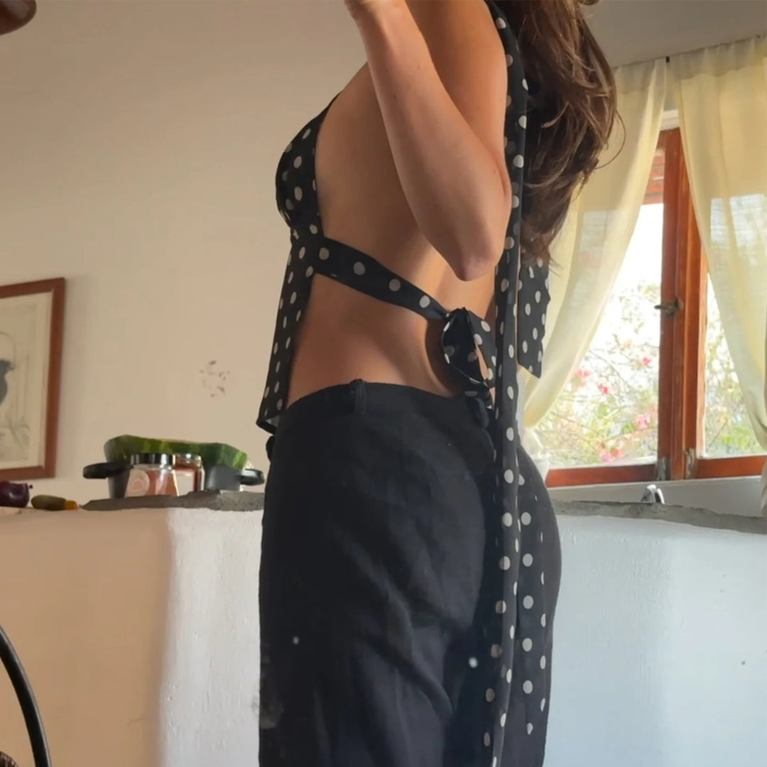 Marline Polka Dot Backless Cami Top