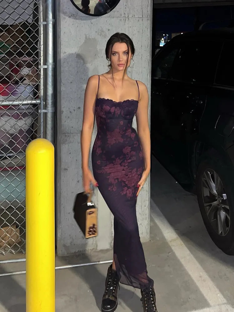 Berry Bouquet Backless Floral Dress