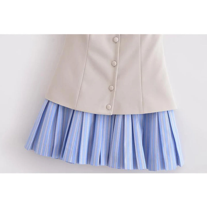 Trina Patchwork Pleated Mini Dress