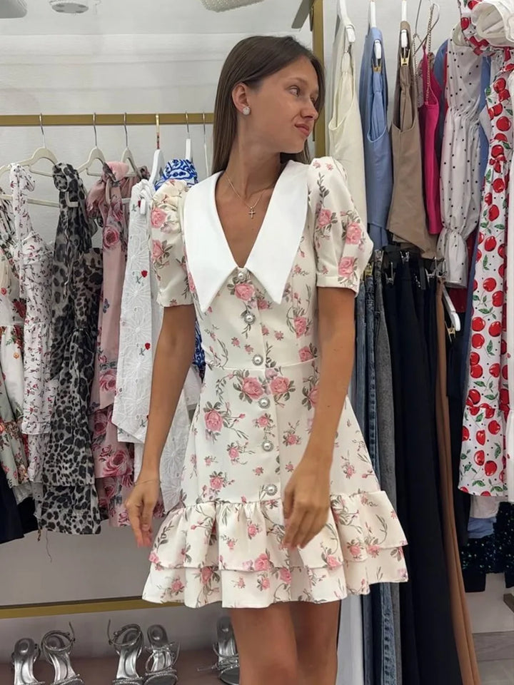 Gweny Puff Sleeves Floral Mini Dress