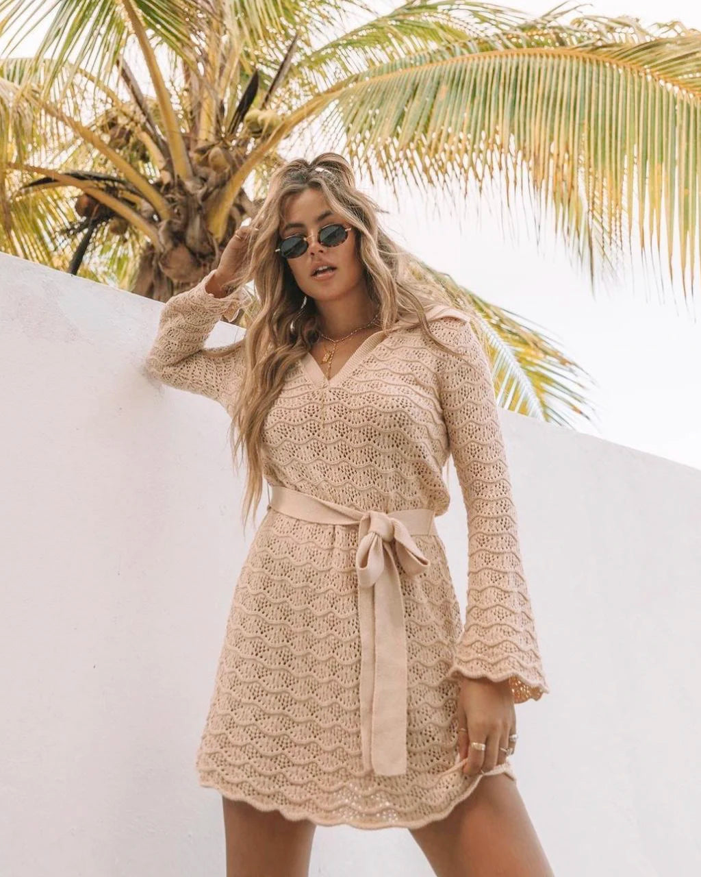 Noemi V Neck Hollow Out Dress