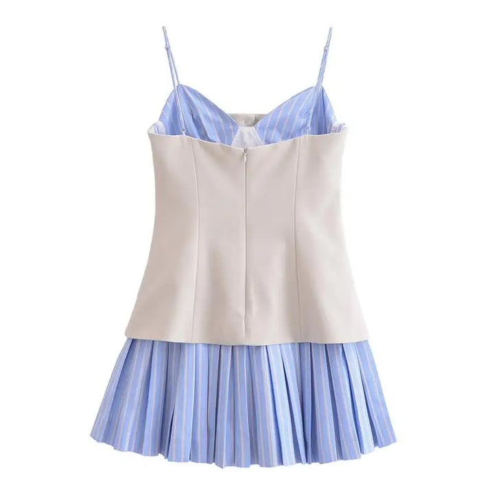 Trina Patchwork Pleated Mini Dress