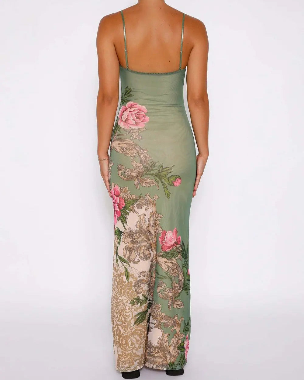 Floretta V Neck Spaghetti Dress