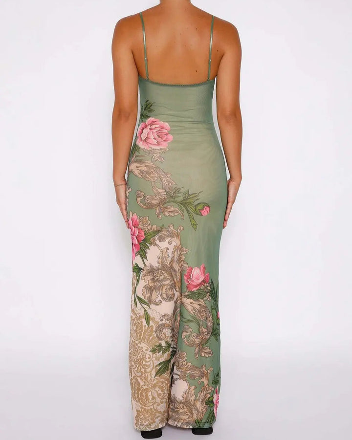Floretta V Neck Spaghetti Dress