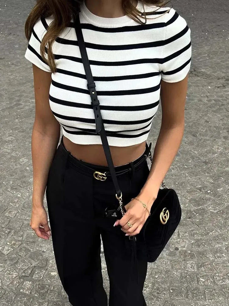 Karly Striped Knit Crop Top