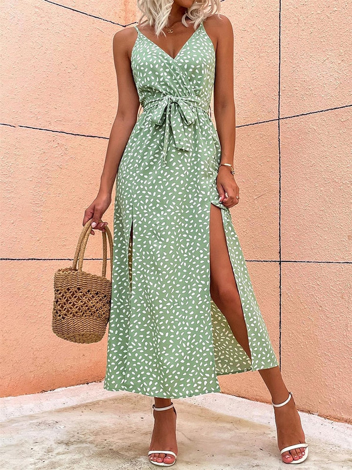 Renny Side Slit Sleeveless Floral Dress