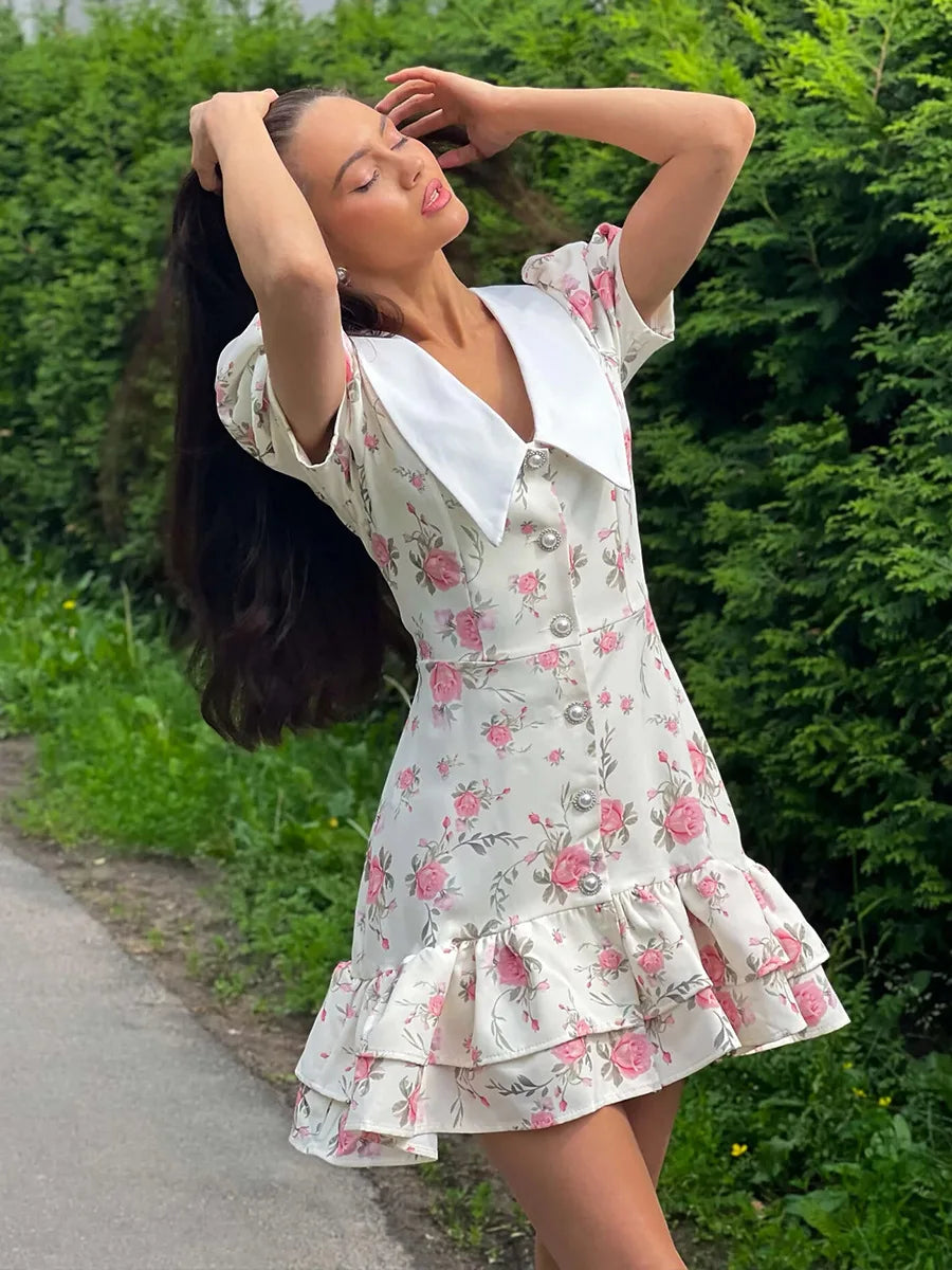 Gweny Puff Sleeves Floral Mini Dress