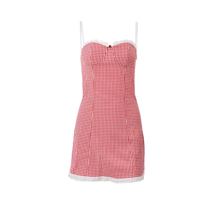 Plaid Well Mini Spaghetti Dress