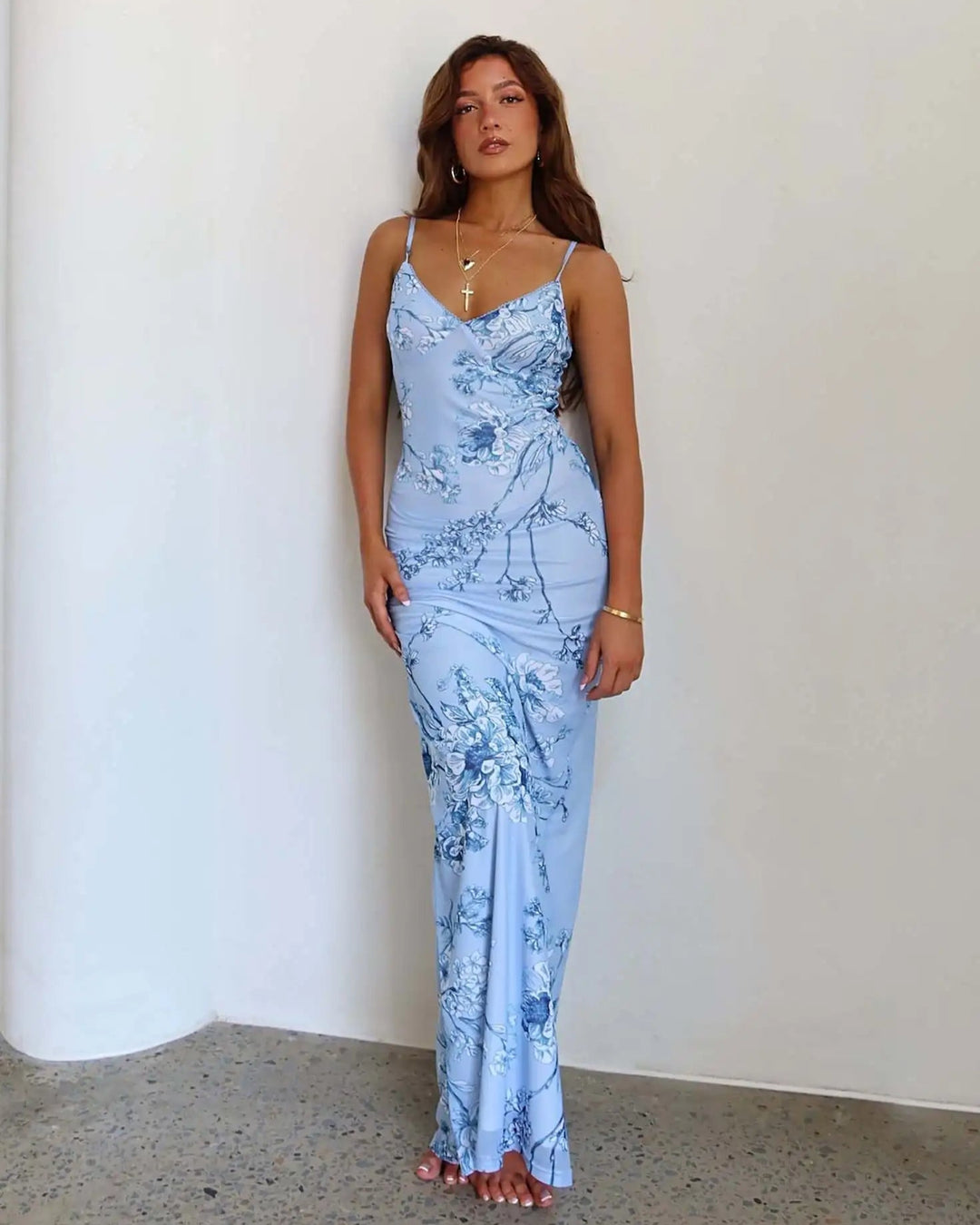 Floretta V Neck Spaghetti Dress