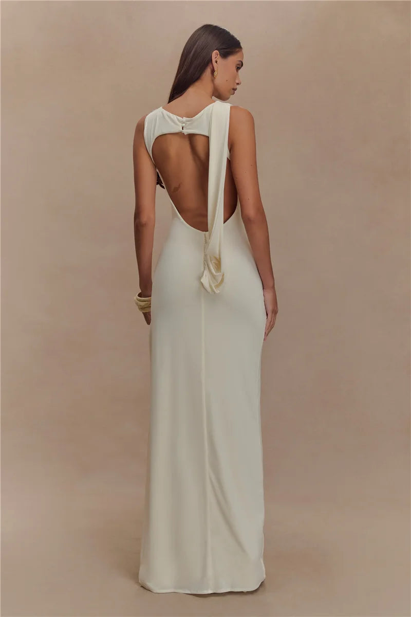 Jennifer Backless Ruched Maxi Dress