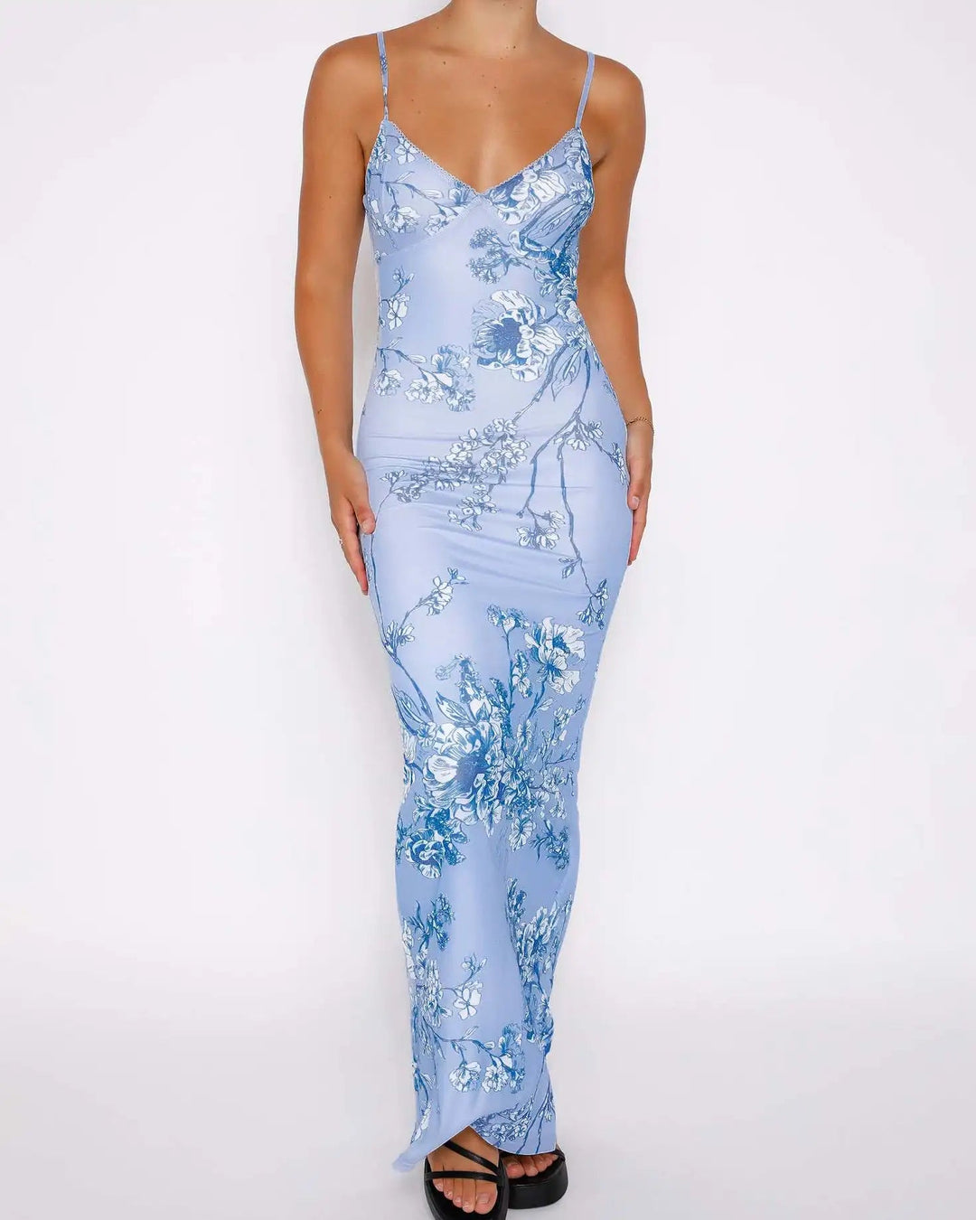 Floretta V Neck Spaghetti Dress