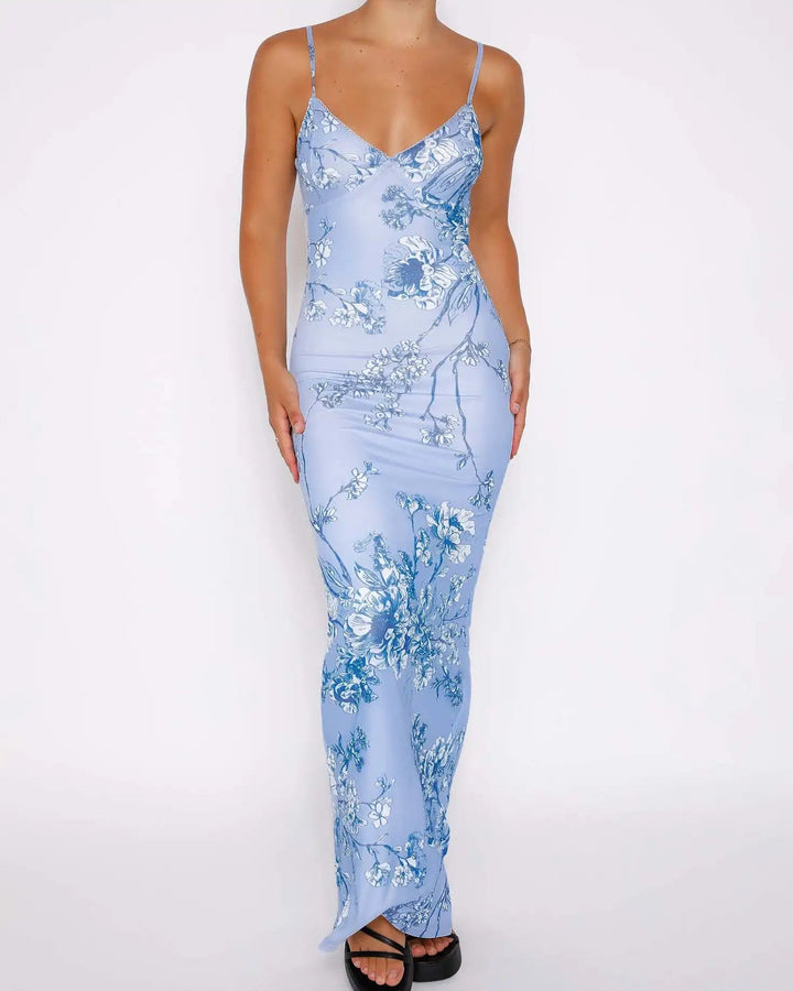 Floretta V Neck Spaghetti Dress