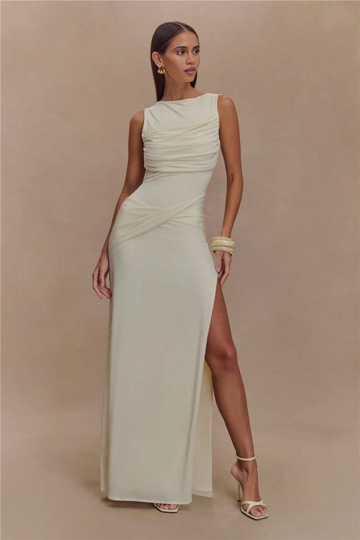 Jennifer Backless Ruched Maxi Dress