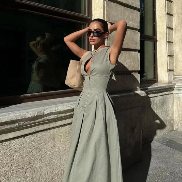 Ed Sara Pleated Long Dress