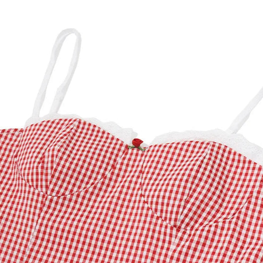 Plaid Well Mini Spaghetti Dress