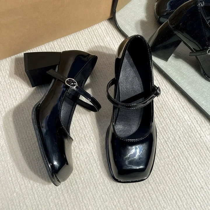 Adele Square Toe Thick Heels