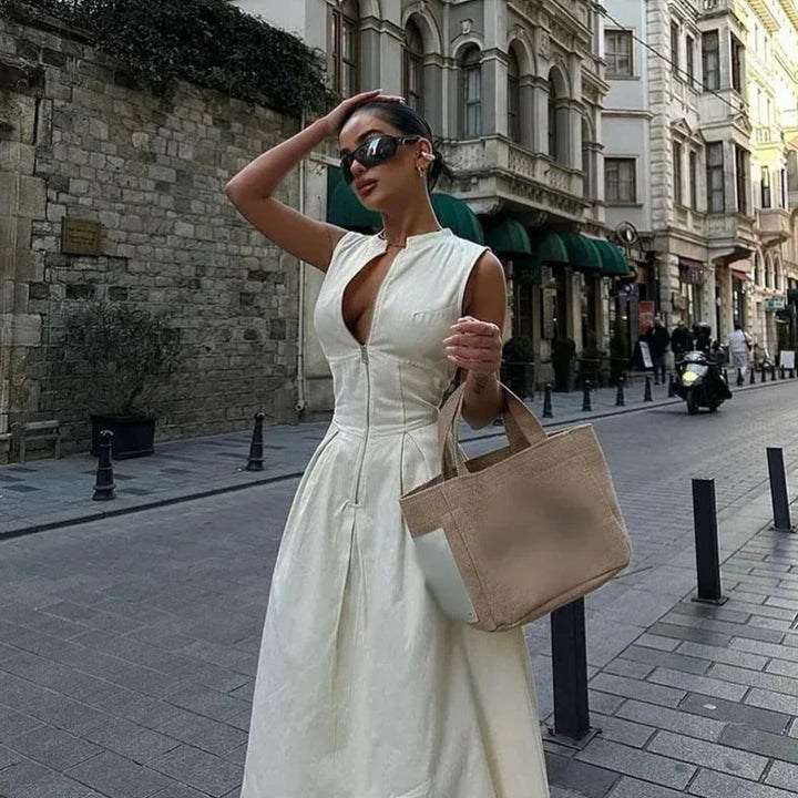 Ed Sara Pleated Long Dress