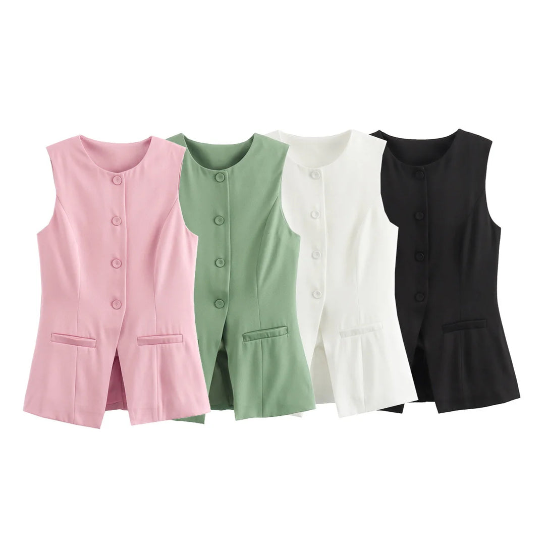 So Dramatic Button Up Vest Top