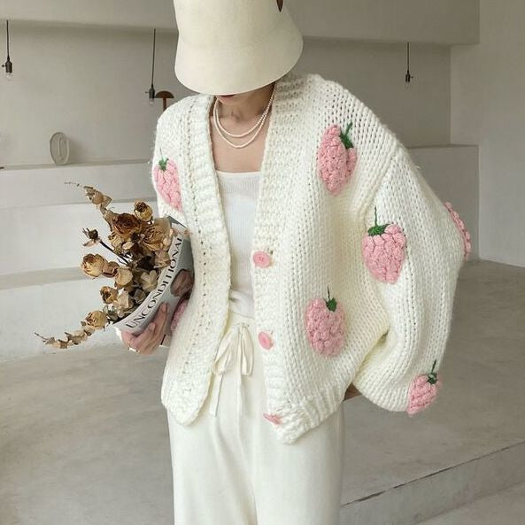 Strawberry Knitted Cardigan