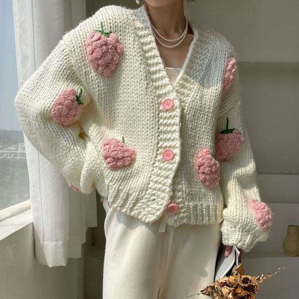Strawberry Knitted Cardigan