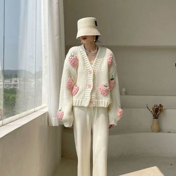 Strawberry Knitted Cardigan
