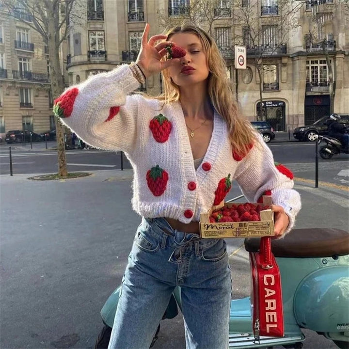 Strawberry Knitted Cardigan