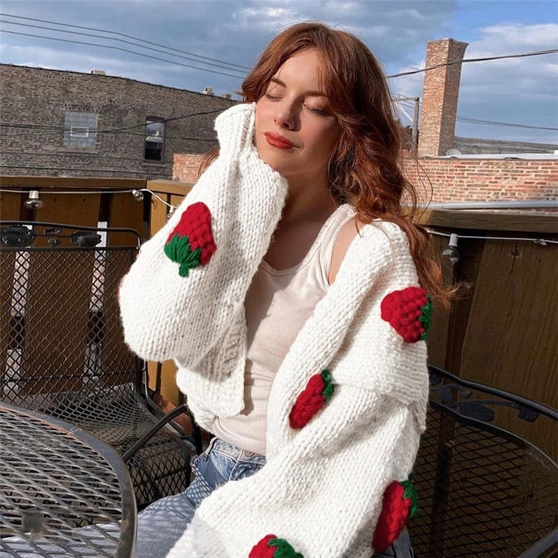 Strawberry Knitted Cardigan