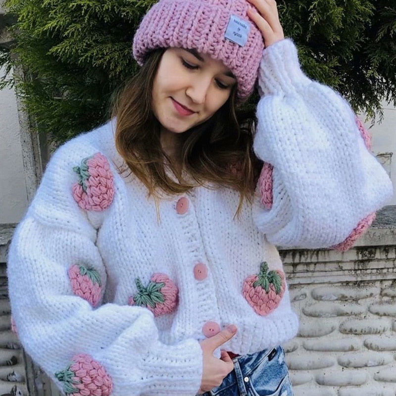 Strawberry Knitted Cardigan