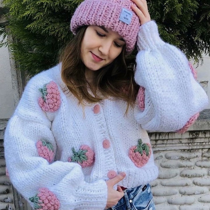 Strawberry Knitted Cardigan