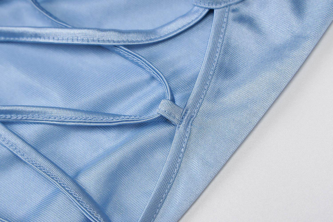 Ladies Ribbon Mini Dress Lace Up Strap Pure Color Streetwear Party Club Elegant Y2K size Skinny Hollow Backless Strapless Sexy - Bella Chix Co