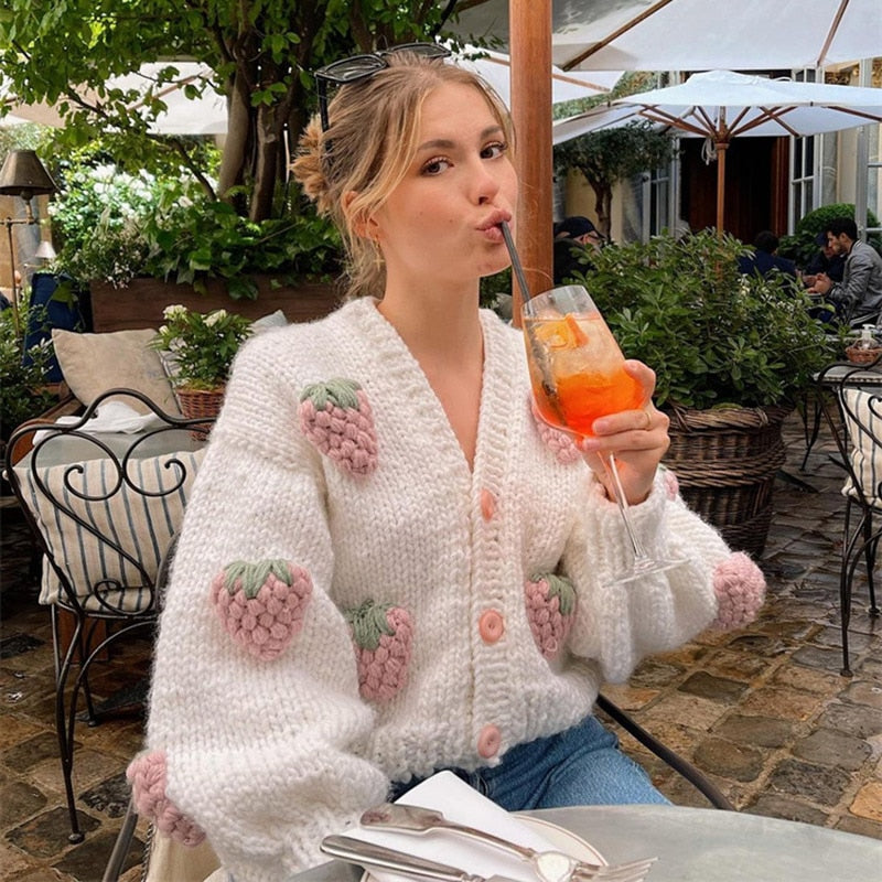 Strawberry Knitted Cardigan