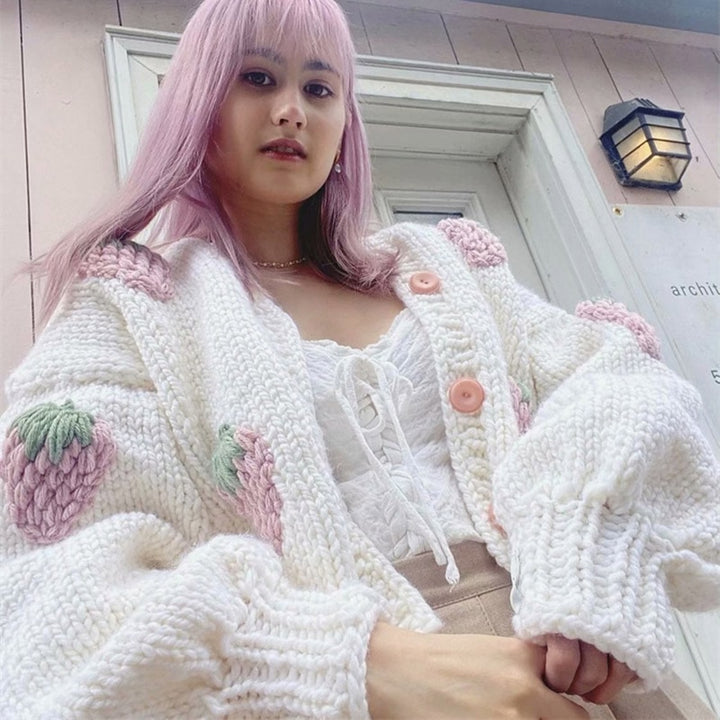 Strawberry Knitted Cardigan