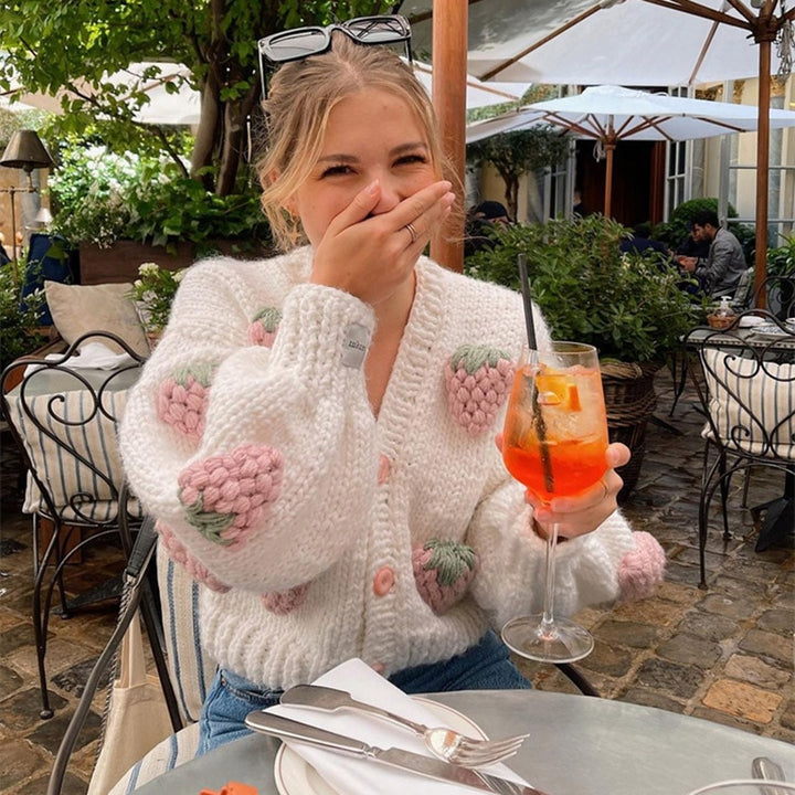 Strawberry Knitted Cardigan