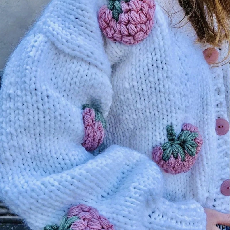 Strawberry Knitted Cardigan