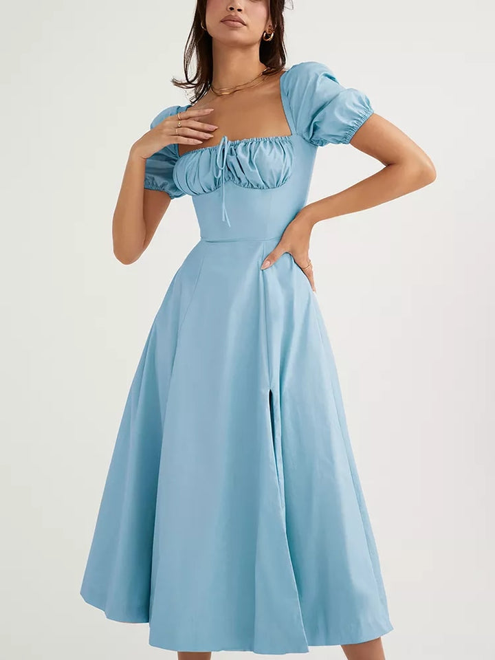 Clancy Ruched Tie Up Dress